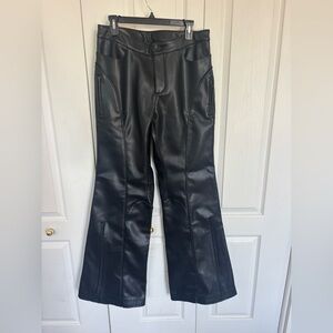 Black Flared Leather Pants